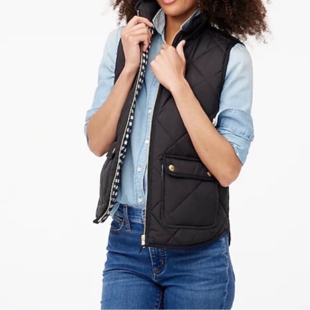 J.Crew Black Quilted Vest with Gold Accents size XXS GUC..